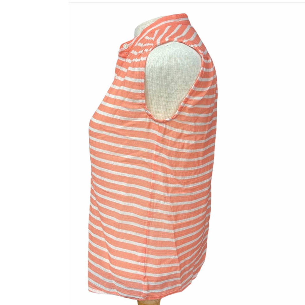 J.Crew Orange/Peach & White Striped Sleeveless Button Down Blouse Top Size 00 - Picture 2 of 8